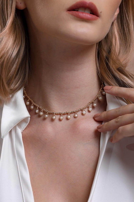 Dorica Bead Dangling Natural Pearl Necklace