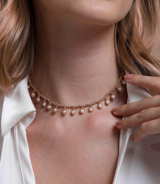 Dorica Bead Dangling Natural Pearl Necklace