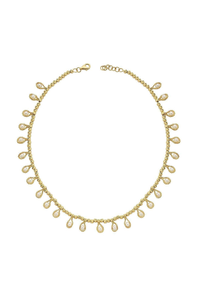 Dorica Bead Dangling Natural Pearl Necklace