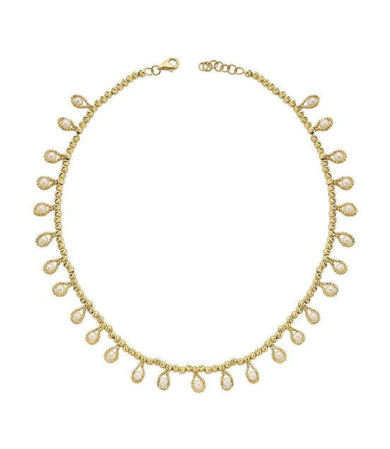 Dorica Bead Dangling Natural Pearl Necklace