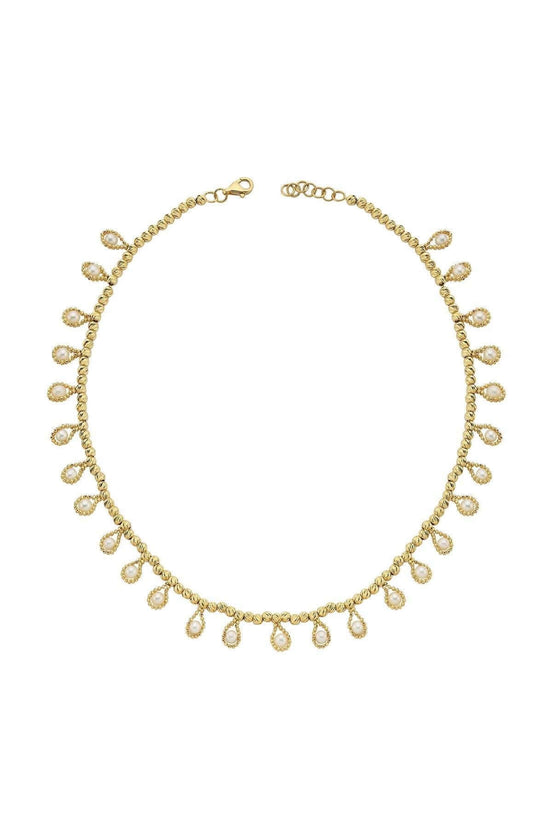 Dorica Bead Dangling Natural Pearl Necklace