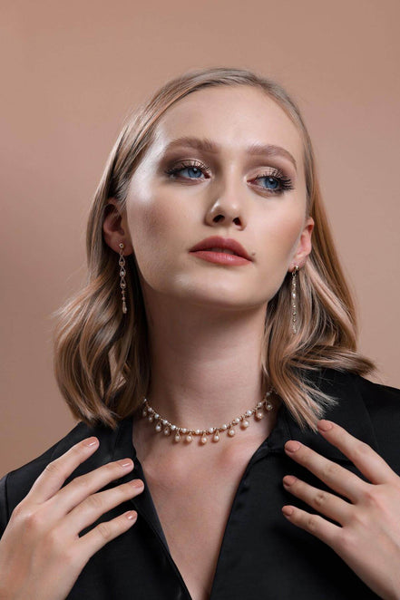 Dorica Bead Dangling Natural Pearl Necklace