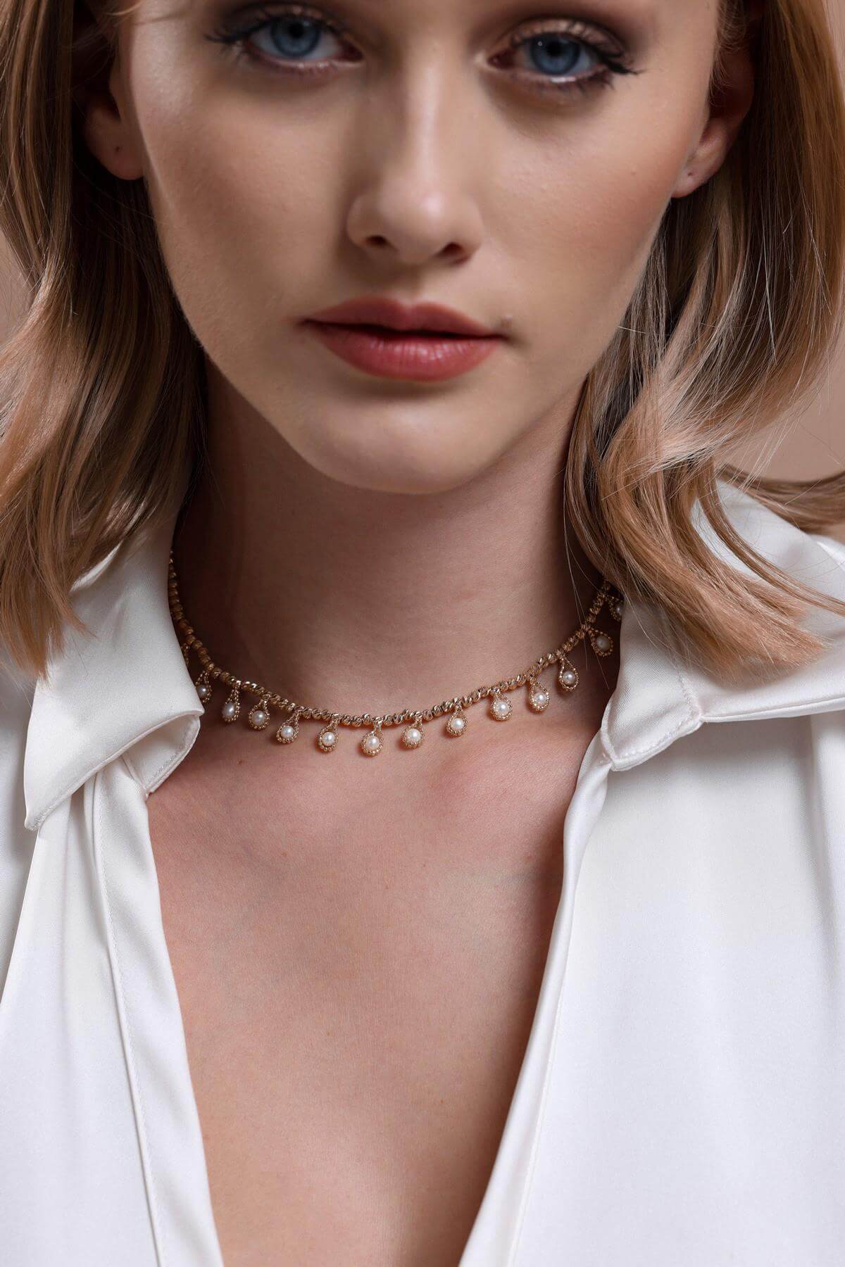 Dorica Bead Dangling Natural Pearl Necklace