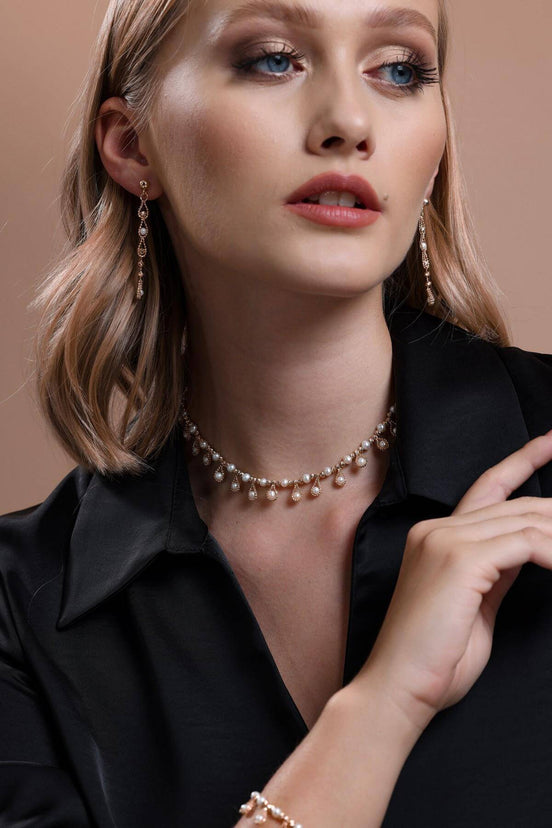 Dorica Bead Dangling Natural Pearl Earring