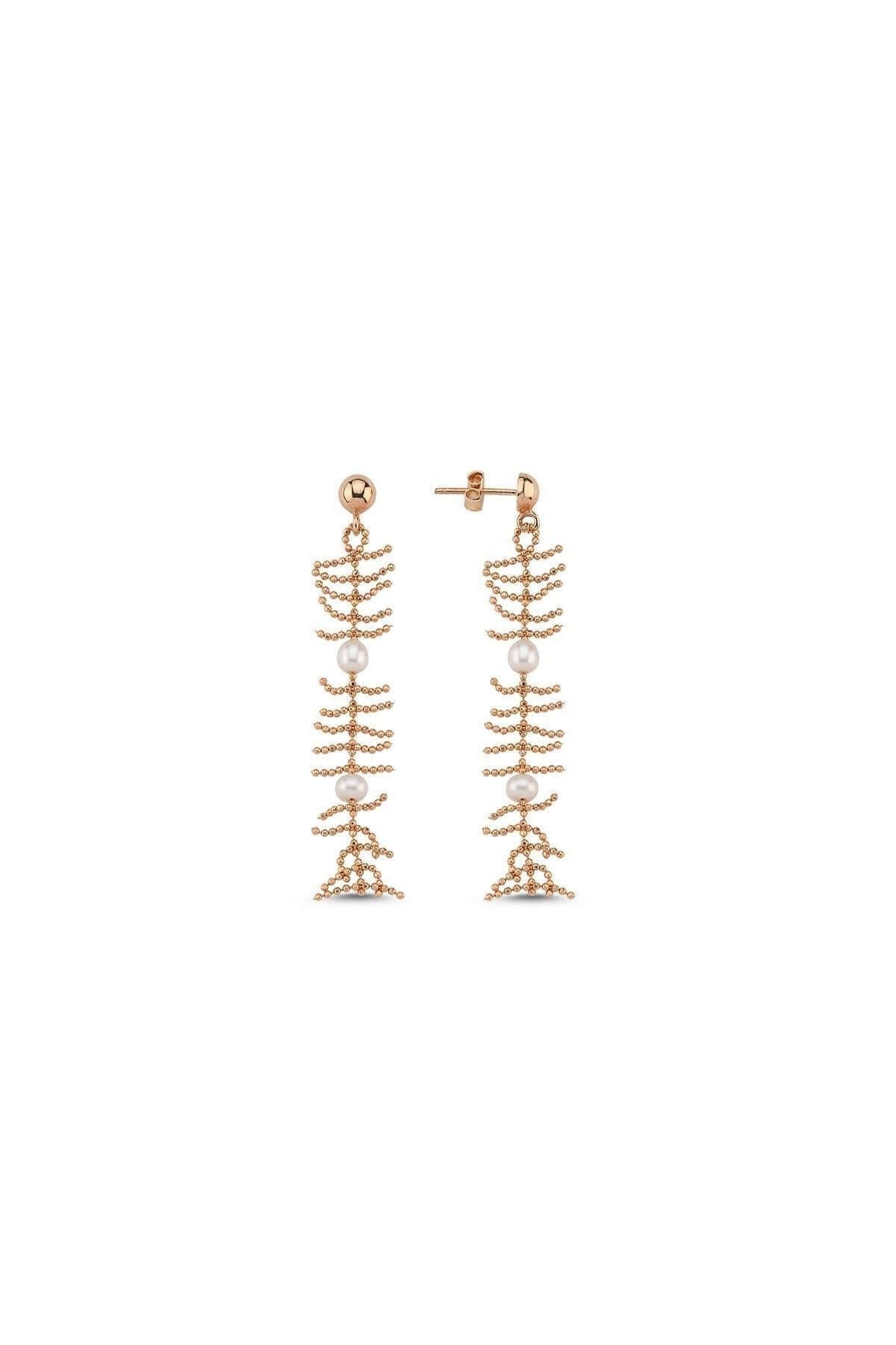 Bone Model Natural Pearl Earring
