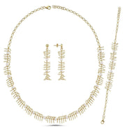 Bone Model Natural Pearl Earring Necklace Bracelet Triple Set