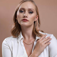 Bone Model Natural Pearl Earring Necklace Bracelet Triple Set