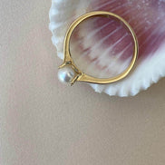 Medium Natural Pearl Solitaire Design Ring