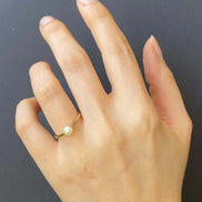 Medium Natural Pearl Solitaire Design Ring