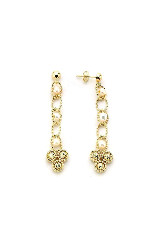 Triangle Dorica Bead Natural Pearl Earring