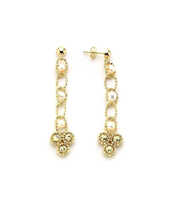 Triangle Dorica Bead Natural Pearl Earring