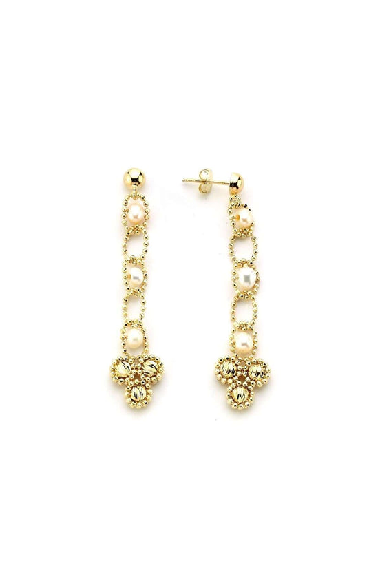 Triangle Dorica Bead Natural Pearl Earring