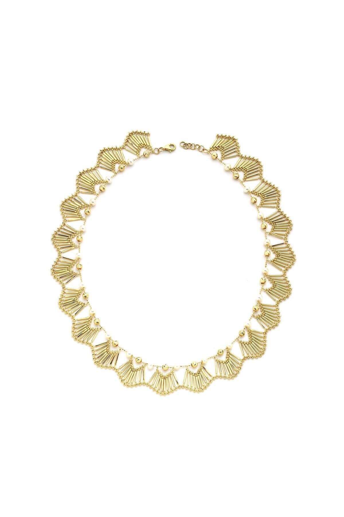 Yelpaze Design Natural Pearl Necklace