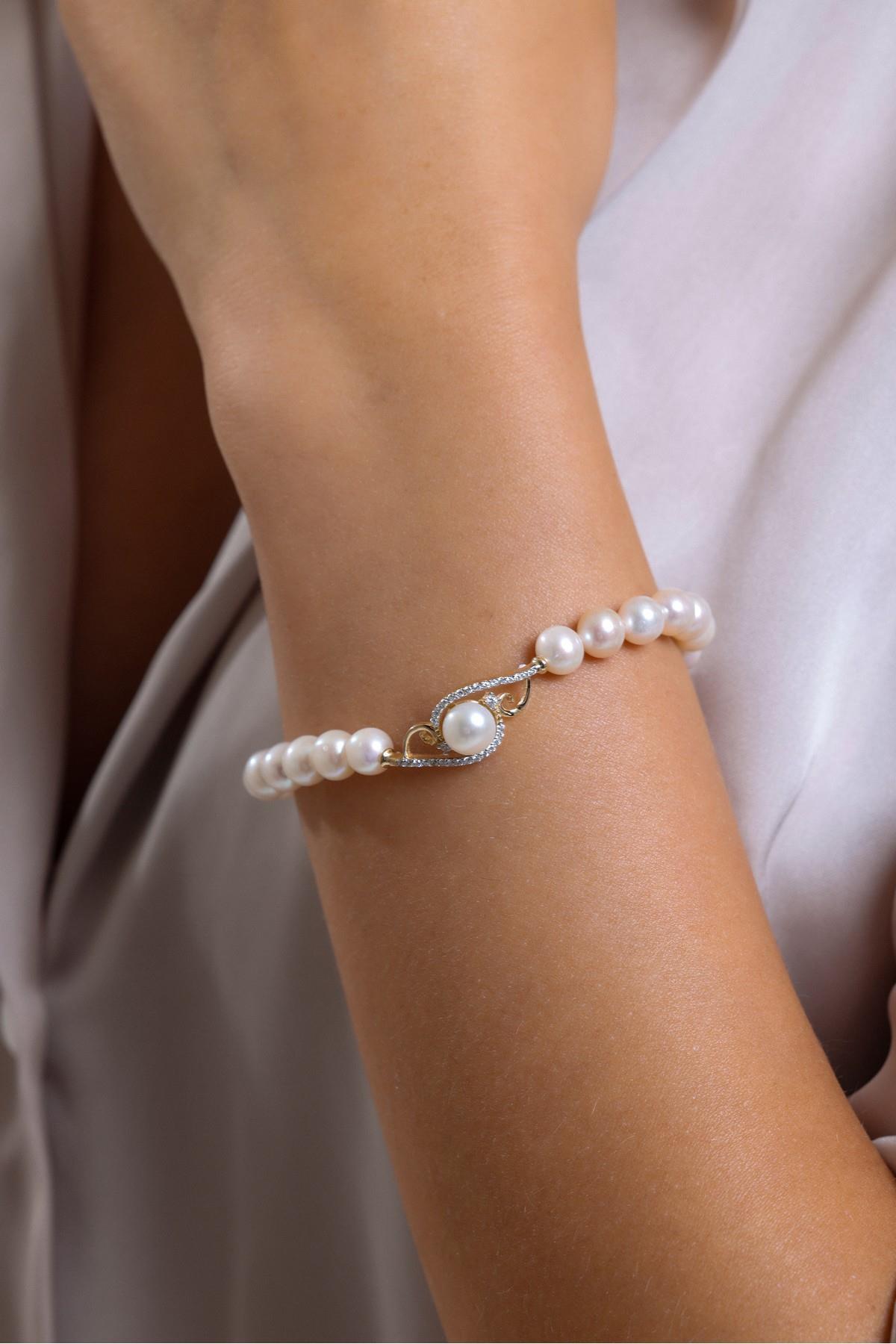 Zirkon Taşlı Doğal İnci Bileklik | | Birinci1926