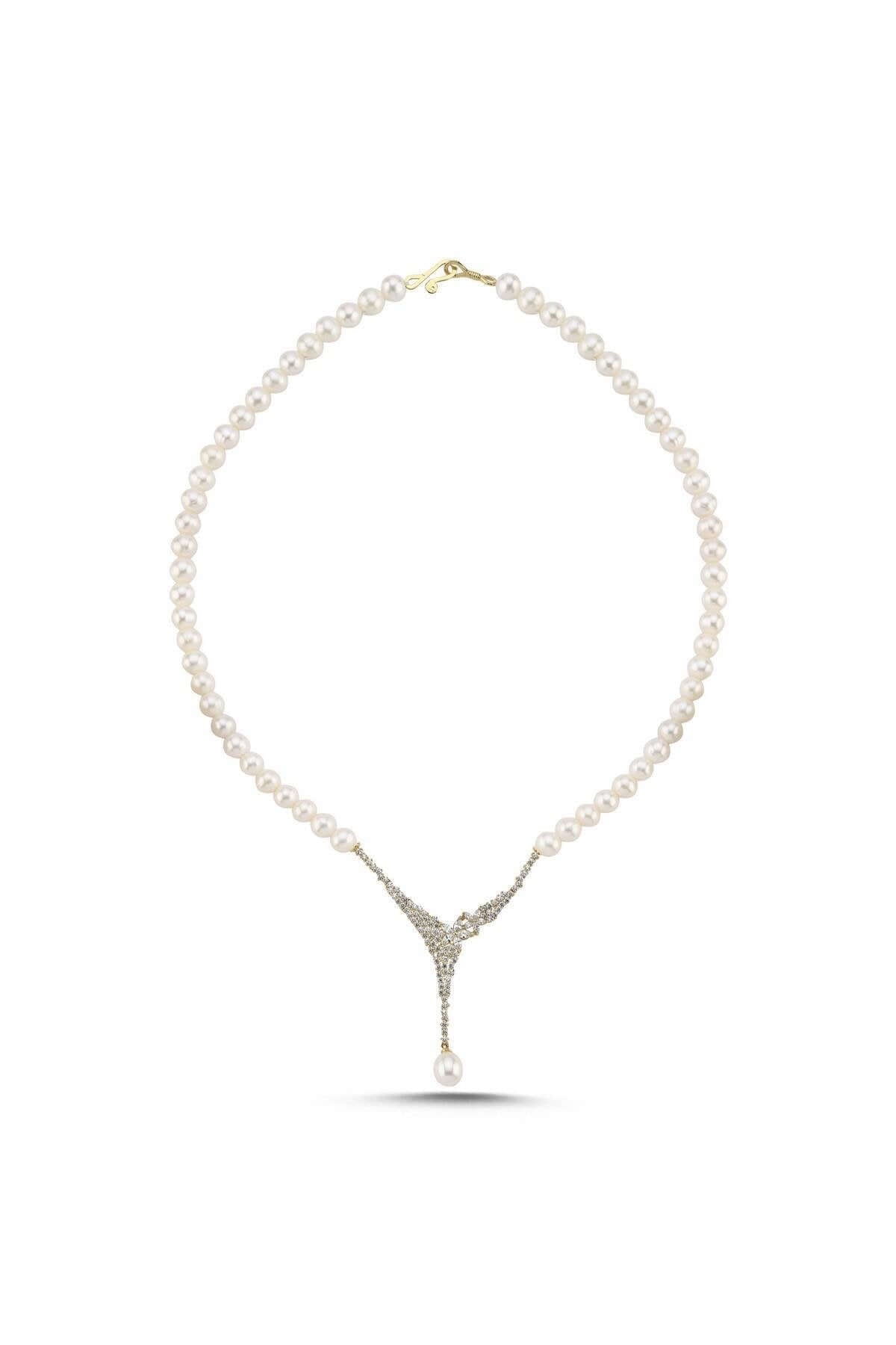 Çiçek Detay Zirkon Taşlı Doğal İnci Kolye | | Birinci1926