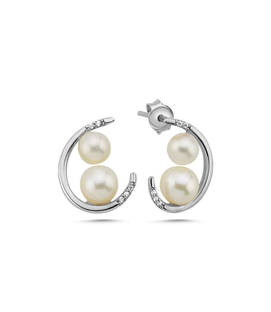 Double Natural Pearl Earring