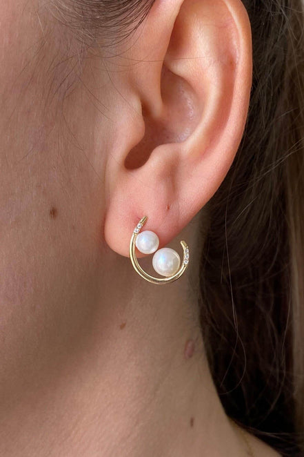Double Natural Pearl Earring