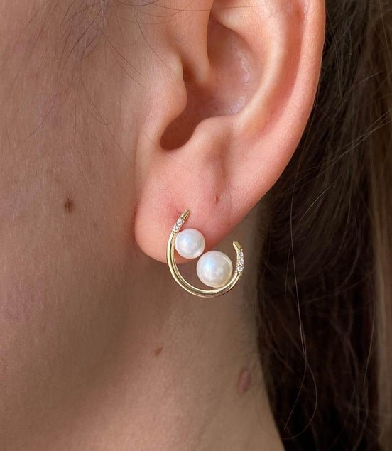 Double Natural Pearl Earring