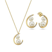 Double Natural Pearl Earring Necklace Double Set
