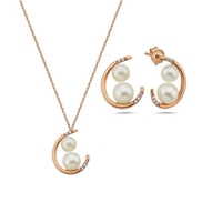 Double Natural Pearl Earring Necklace Double Set