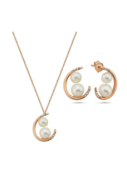Double Natural Pearl Earring Necklace Double Set
