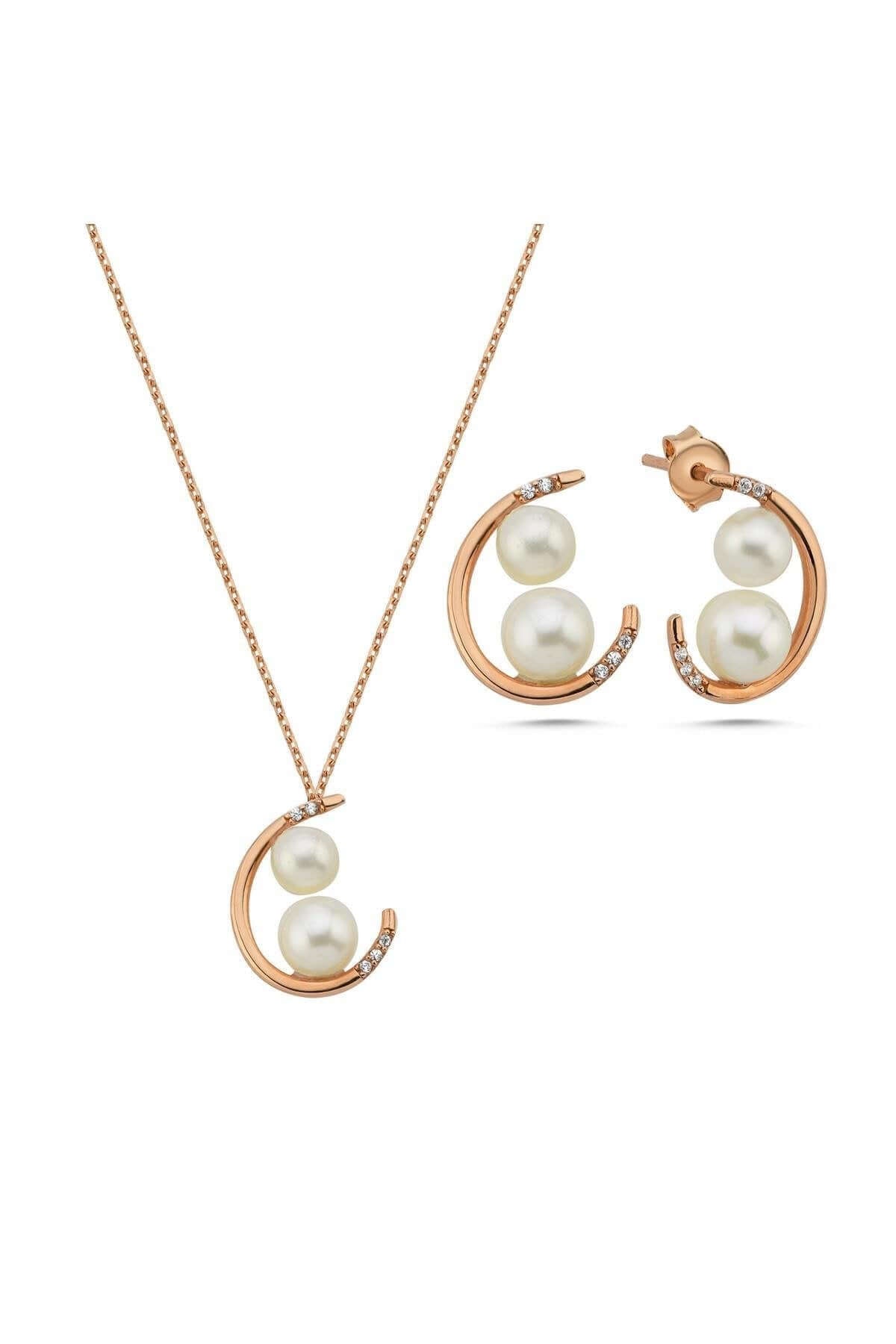 Double Natural Pearl Earring Necklace Double Set