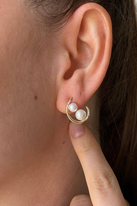 Double Natural Pearl Earring Necklace Double Set