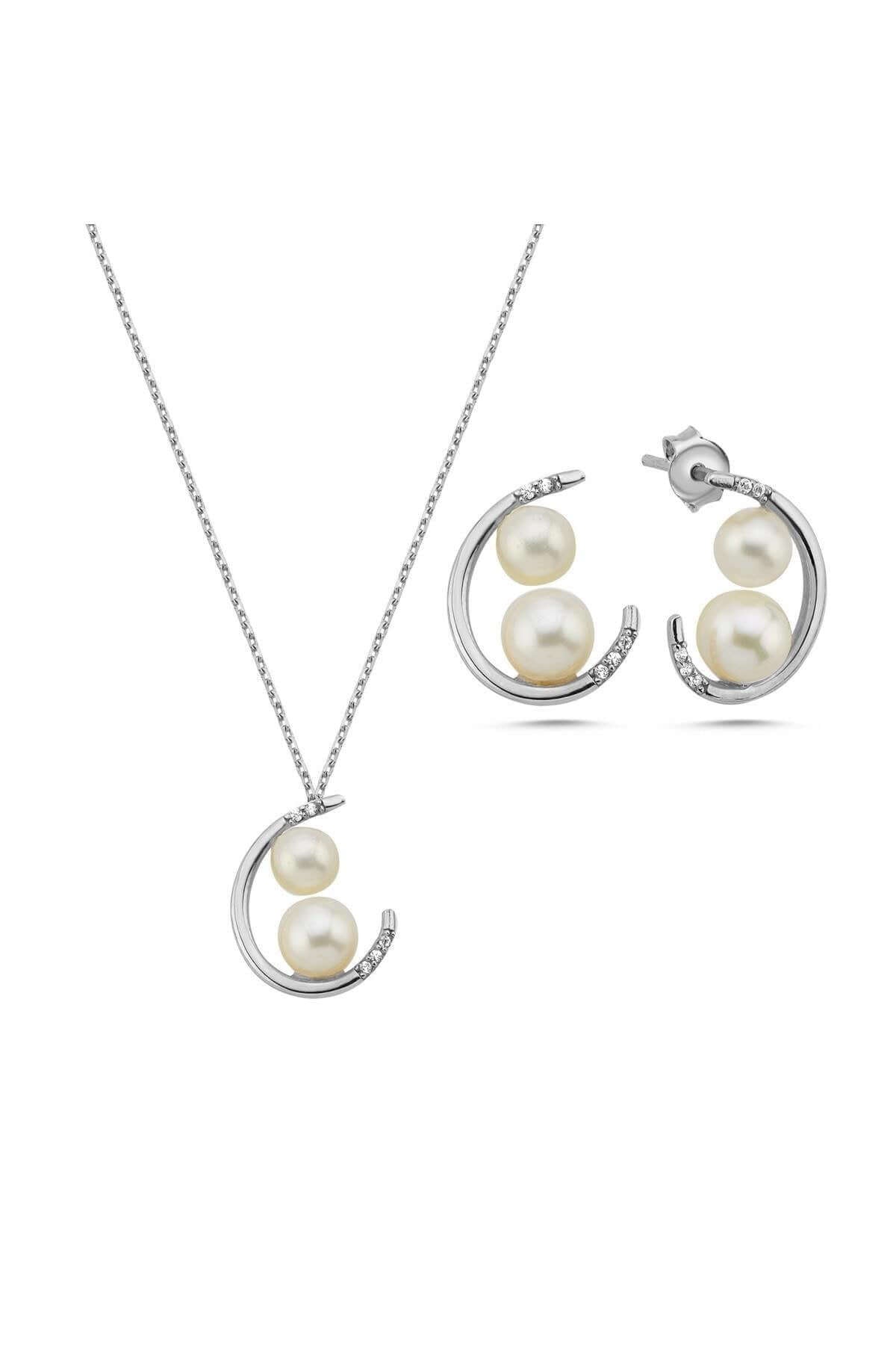 Double Natural Pearl Earring Necklace Double Set