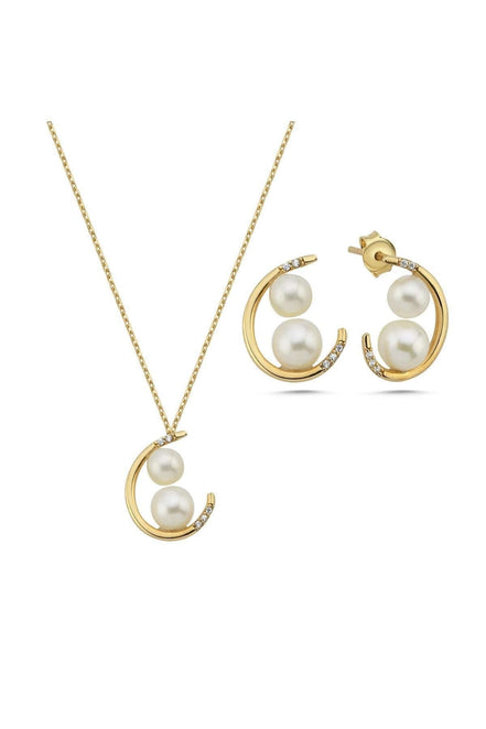 Double Natural Pearl Earring Necklace Double Set