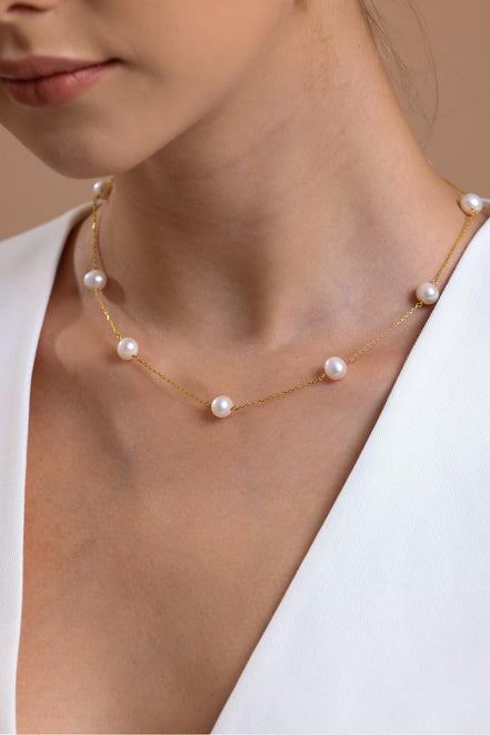 Crispy Natural Pearl Chain Necklace