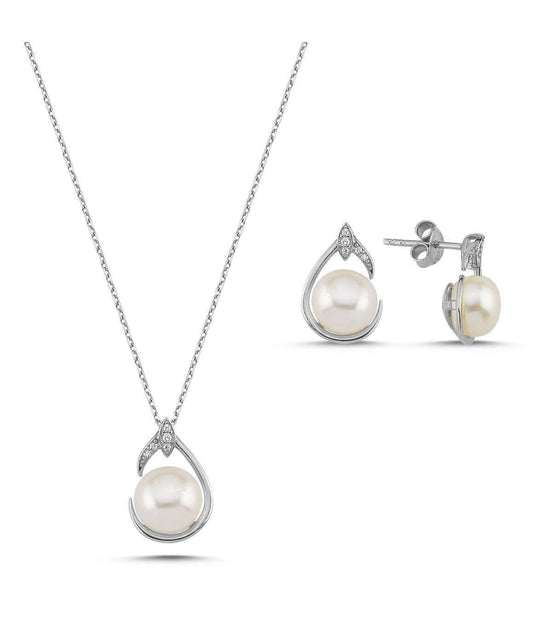 Damla Doğal İnci Küpe Kolye İkili Set | | Birinci1926