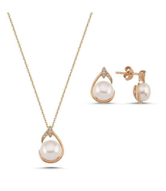 Damla Doğal İnci Küpe Kolye İkili Set | | Birinci1926