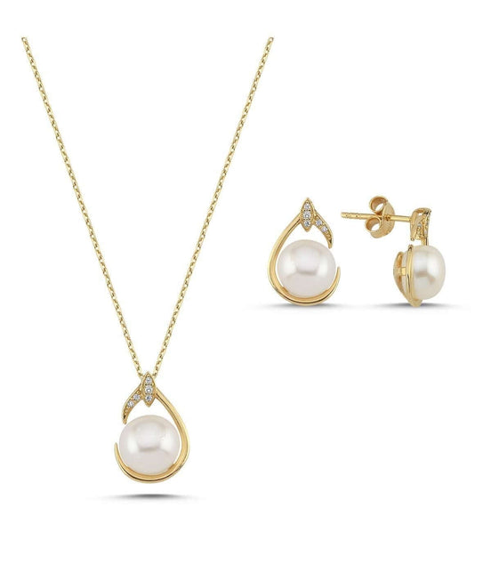 Damla Doğal İnci Küpe Kolye İkili Set | | Birinci1926