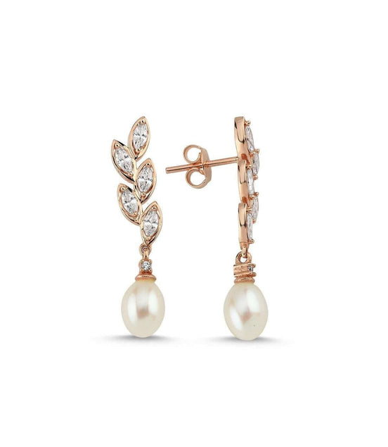 Doğal İnci Yaprak Taşlı Küpe | | Birinci1926