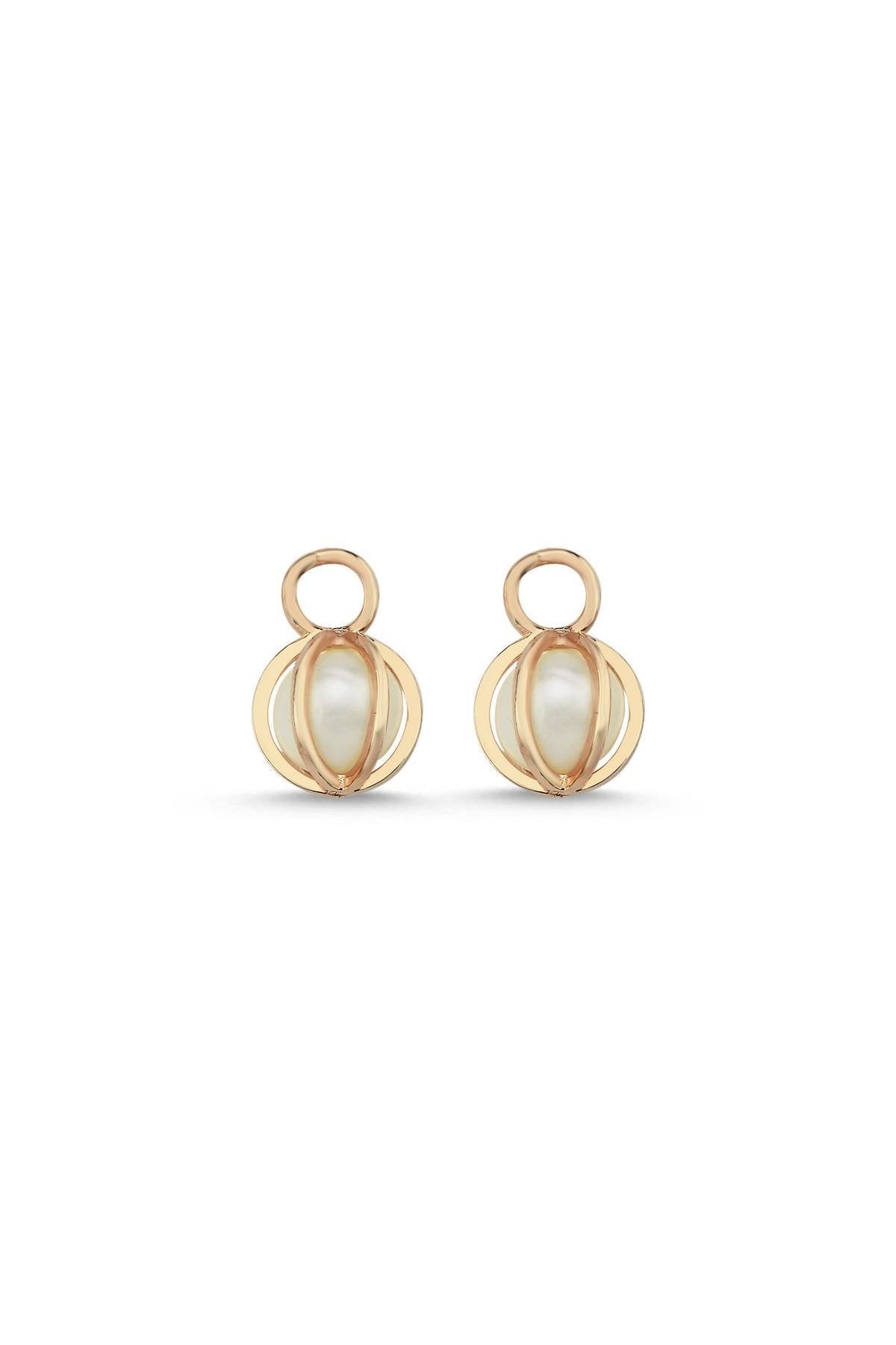 Small Hoop Cage Natural Pearl Earring