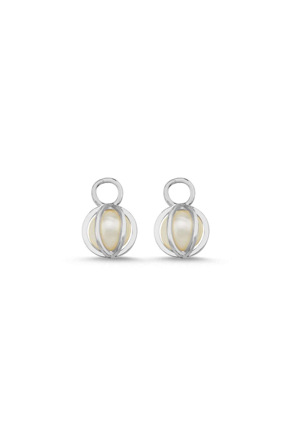 Small Hoop Cage Natural Pearl Earring