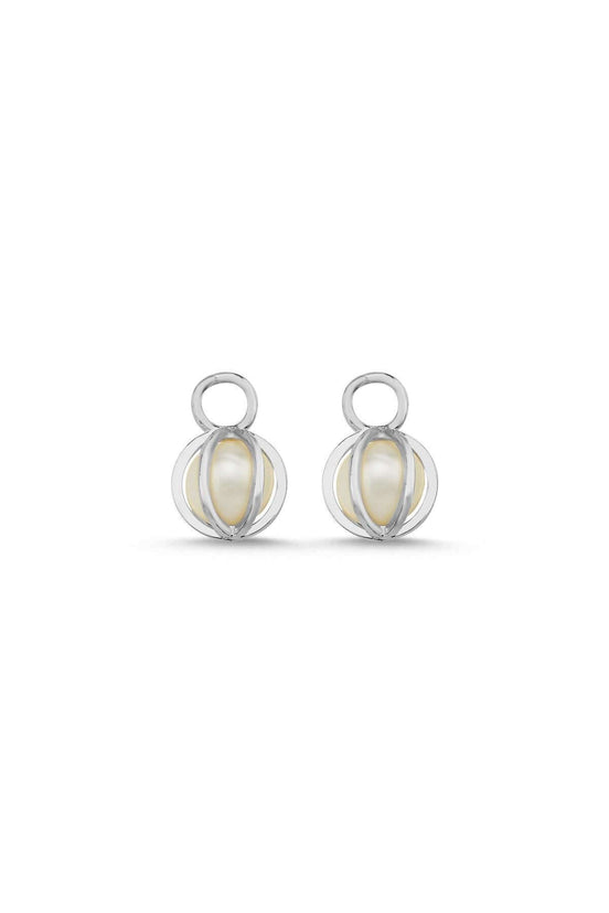 Small Hoop Cage Natural Pearl Earring