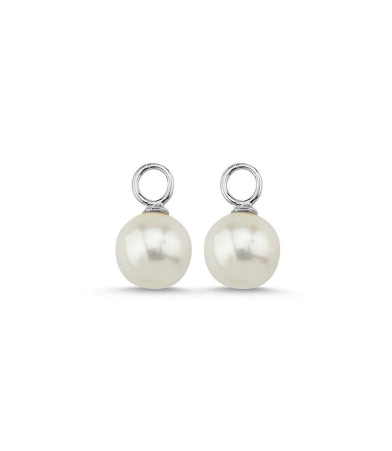 Small Hoop Dangling Charm Natural Pearl Earring