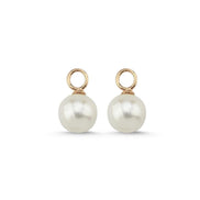 Small Hoop Dangling Charm Natural Pearl Earring
