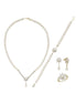 Daisy Design Natural Pearl Earring Necklace Bracelet Ring Quadruple Set