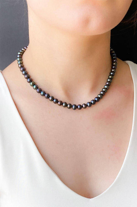 Siyah İnci Küpe Kolye Bileklik Üçlü Set | | Birinci1926