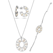 Designed Natural Pearl Earring Necklace Bracelet Triple Set