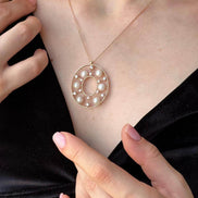 Designed Natural Pearl Necklace Bracelet Double Set