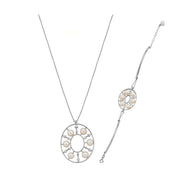Designed Natural Pearl Necklace Bracelet Double Set