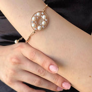 Designed Natural Pearl Necklace Bracelet Double Set