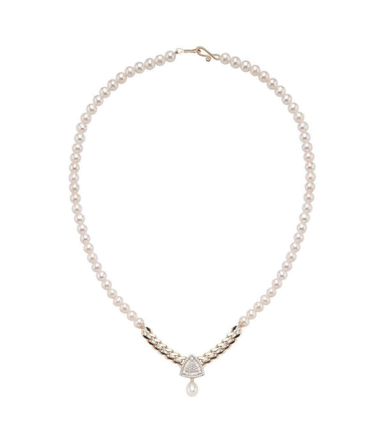 Üçgen Model Baget Taşlı Doğal İnci Kolye | | Birinci1926