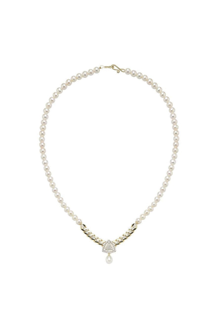 Üçgen Model Baget Taşlı Doğal İnci Kolye | | Birinci1926