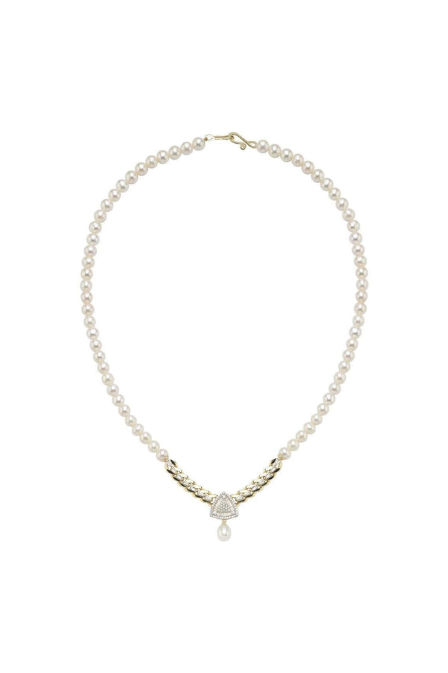 Üçgen Model Baget Taşlı Doğal İnci Kolye | | Birinci1926