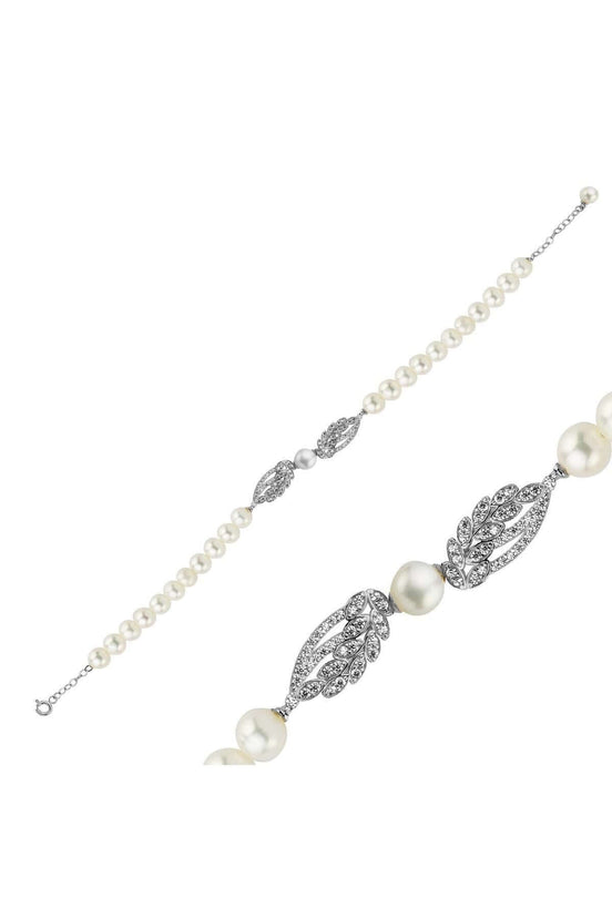 Yaprak Detay Taşlı Doğal İnci Bileklik | | Birinci1926