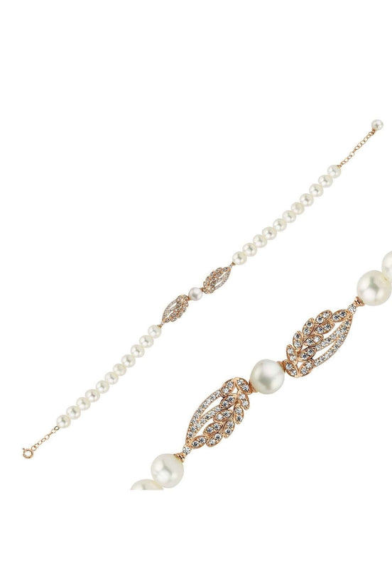 Yaprak Detay Taşlı Doğal İnci Bileklik | | Birinci1926